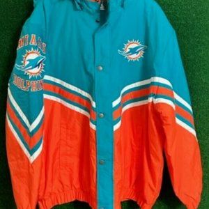 Miami Dolphins Starter 50th Anniversary Football Hooded Nylon Jacket NWT